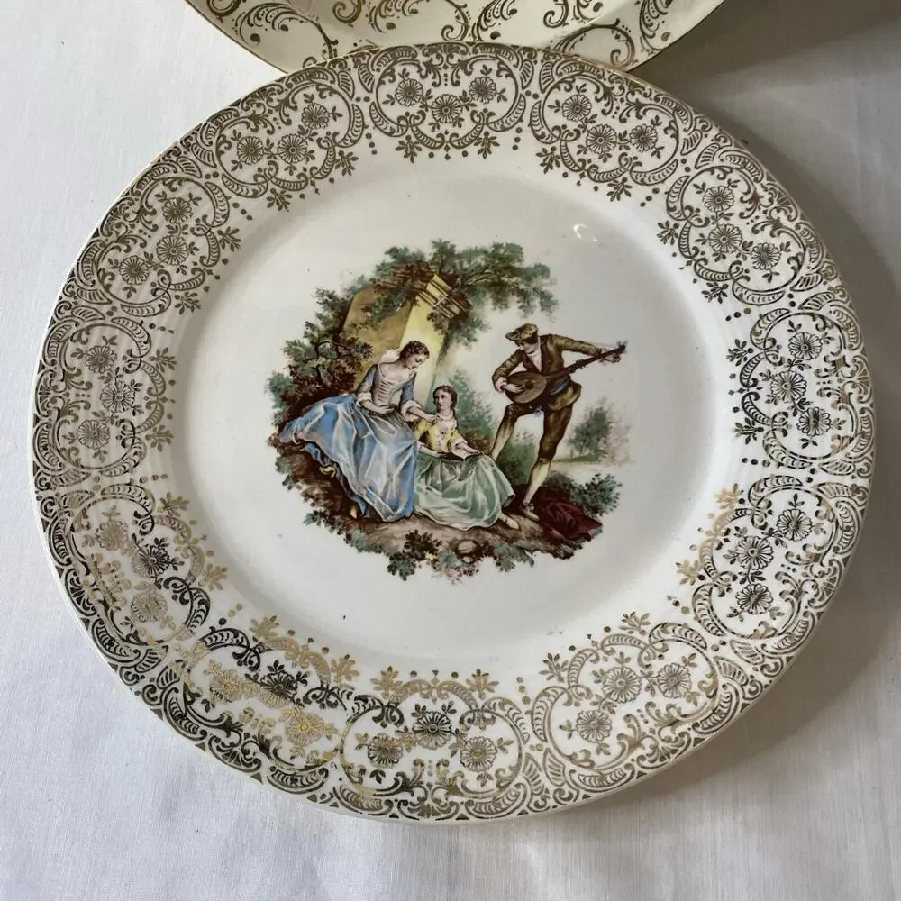 Royal China 22kt Gold Couple George & Martha Bowl & Limoge D'or Triumph plate